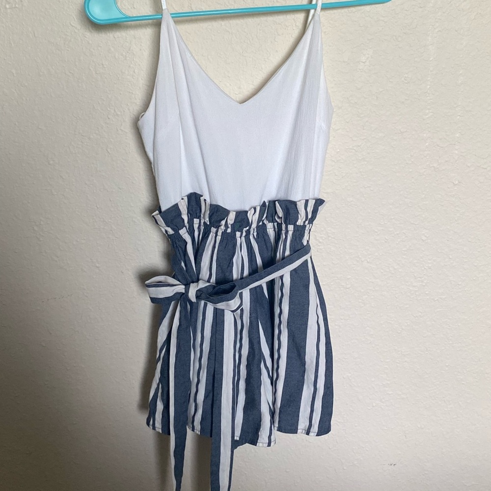 Altar’d state blue and white striped romper